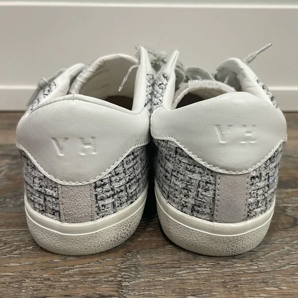 Vintage Havana White and Gray Sneakers with Star & Tweed Detail, Sz Women 11 - Picture 4 of 5